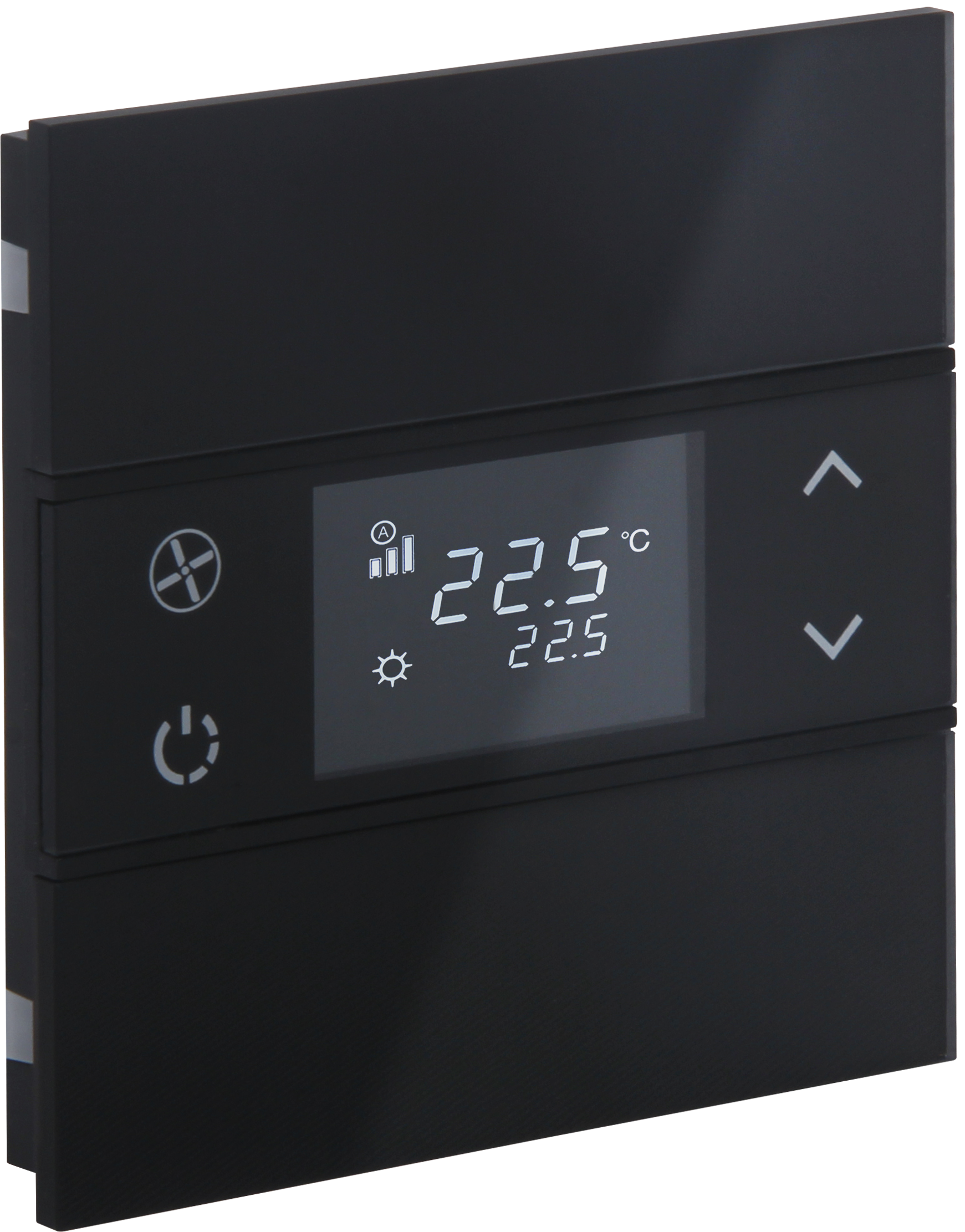 ROSA KNX Glastaster mit Temperaturfühler und 2 Tasten in schwarz