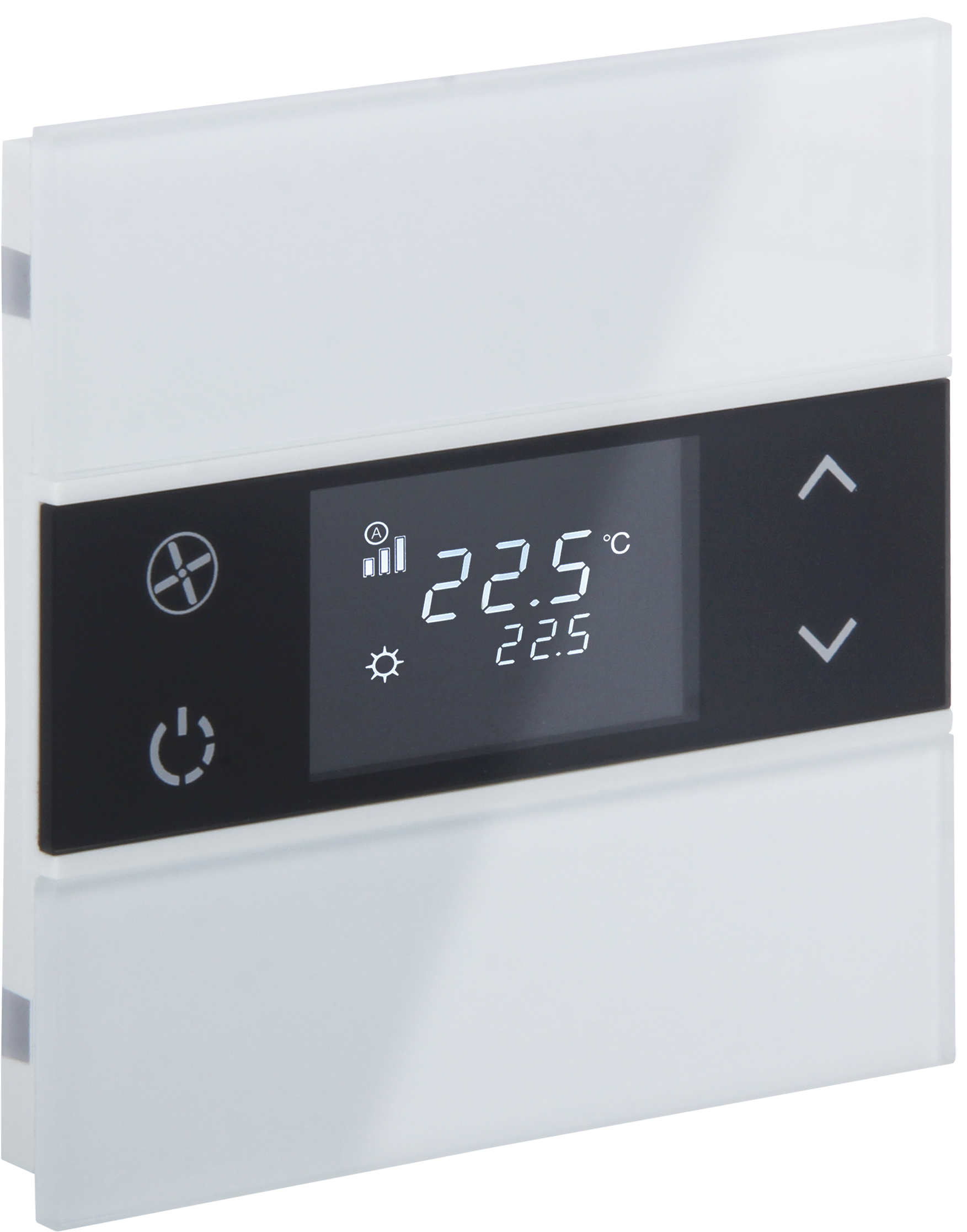 ROSA KNX Glastaster mit Temperatur und 2 Tasten in weiß 