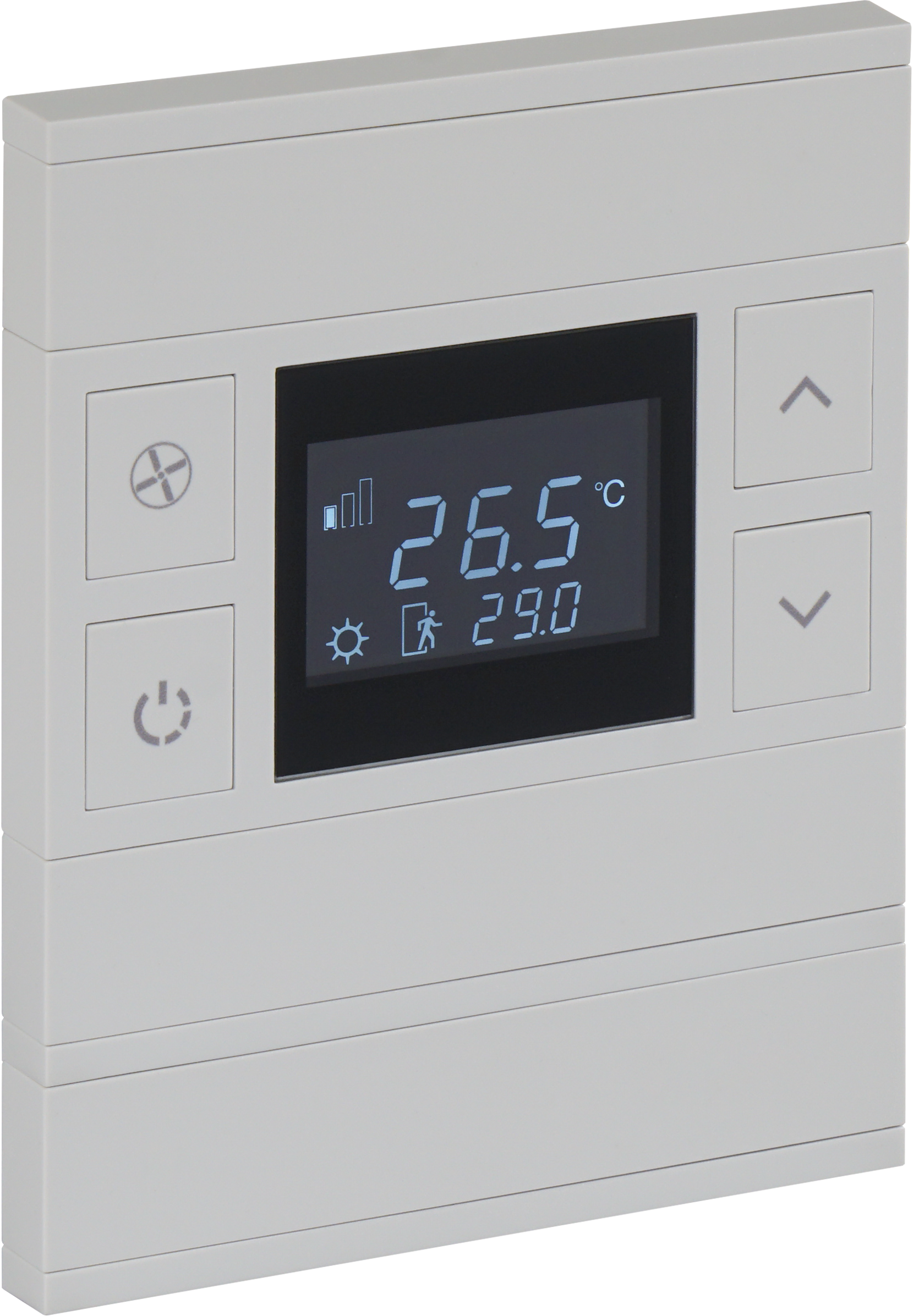 3-Fold-Temostat-BRK04465-ns ORIA KNX Temperatursensor Taster hellgrau · 6 Zusatztasten