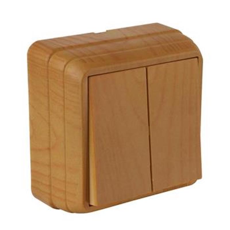 Serienschalter 2 fach Aufputz Eiche Holz Optik – BRON
