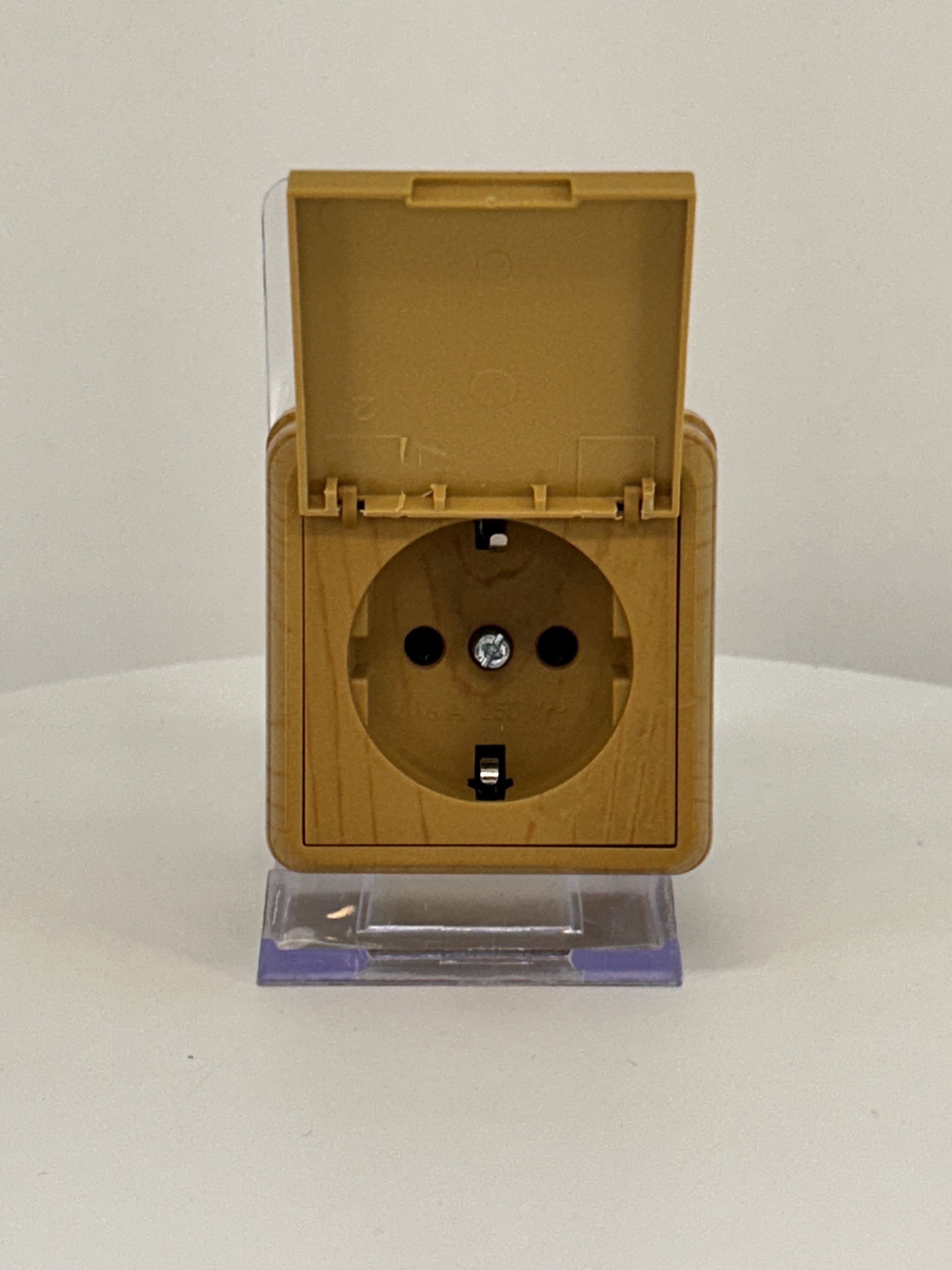 Steckdose mit Klappdeckel Eiche Holzoptik IP20 Aufputz - BRON