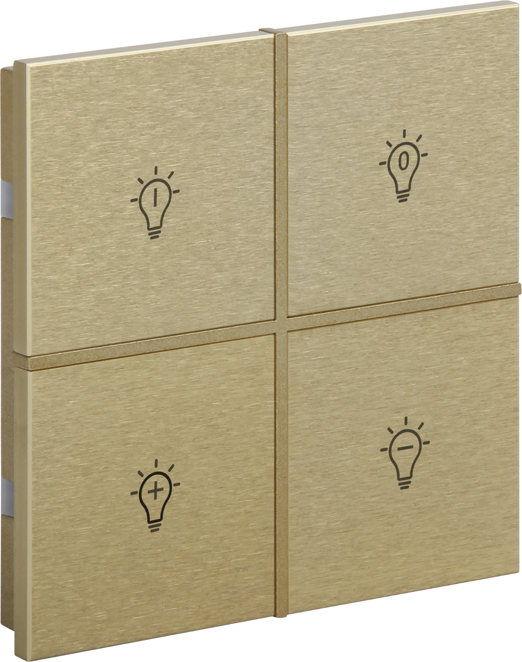 Rosa-Switch-Gold_MG_0893-ikonlu ROSA KNX Metalltaster in Gold Optik mit 4 Tasten und Gravur
