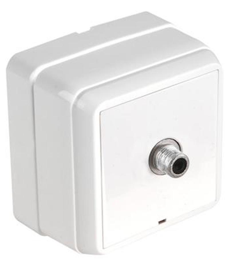 SAT / TV Durchgangsdose 4dB Aufputz IP20 in Weiß · BRON