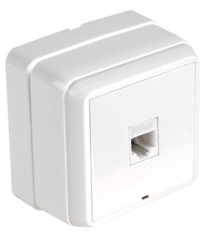 Telefondose Rj12 CAT3  Aufputz IP20 Weiß · BRON