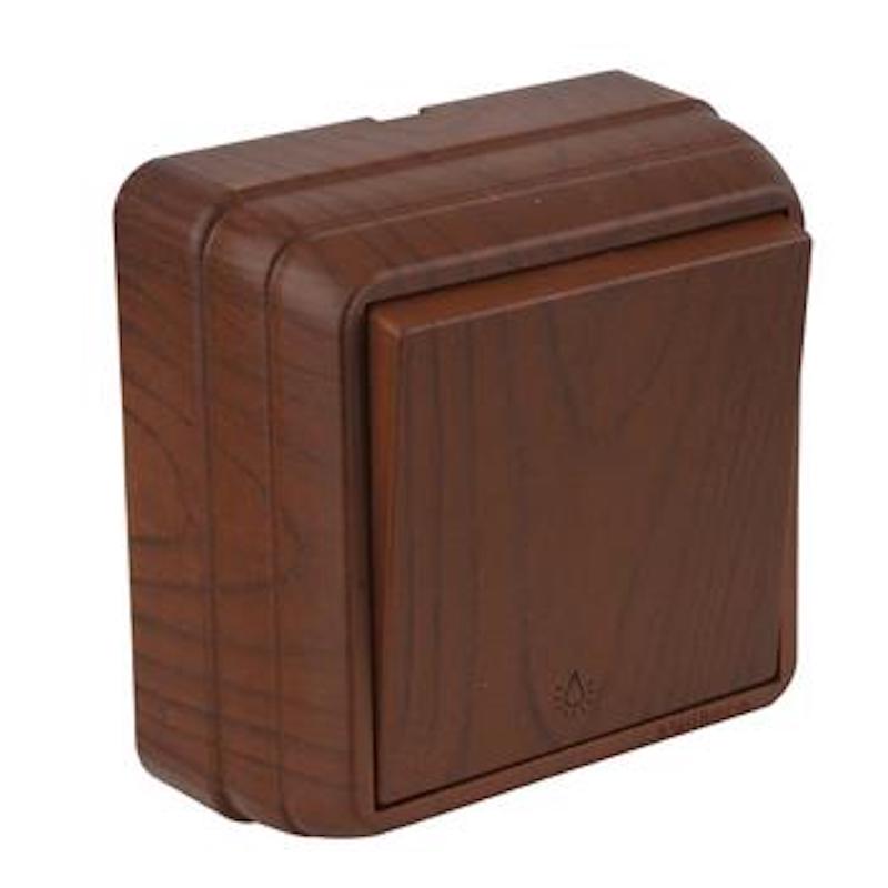 Lichttaster/ Taster Walnuss Holz Optik IP20 Aufputz -BRON Serie